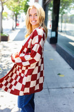 Load image into Gallery viewer, Can&#39;t Help But Love Rust Checkered Open Cardigan
