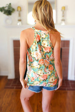 Load image into Gallery viewer, Always In Bloom Seafoam Green Floral Halter Neck Tank Top

