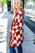 Load image into Gallery viewer, Can&#39;t Help But Love Rust Checkered Open Cardigan
