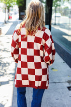 Load image into Gallery viewer, Can&#39;t Help But Love Rust Checkered Open Cardigan
