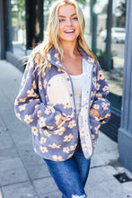 Load image into Gallery viewer, Bold Energy GreyFlower Power Sherpa Button Down Jacket
