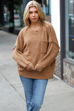 Load image into Gallery viewer, Stay Awhile Drop Shoulder Melange Sweater in Camel
