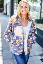 Load image into Gallery viewer, Bold Energy GreyFlower Power Sherpa Button Down Jacket
