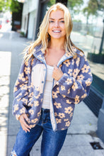 Load image into Gallery viewer, Bold Energy GreyFlower Power Sherpa Button Down Jacket
