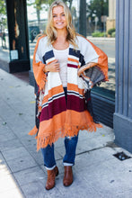 Load image into Gallery viewer, Follow Me Rust Multicolor Stripe Tassel Fringe Open Poncho
