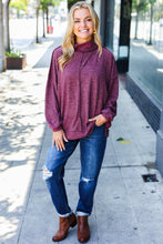 Load image into Gallery viewer, Weekend Ready Burgundy Brushed Mélange Mock Neck Sweater
