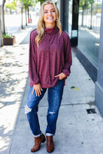 Load image into Gallery viewer, Weekend Ready Burgundy Brushed Mélange Mock Neck Sweater
