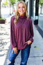 Load image into Gallery viewer, Weekend Ready Burgundy Brushed Mélange Mock Neck Sweater
