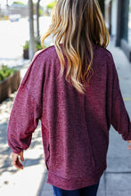 Load image into Gallery viewer, Weekend Ready Burgundy Brushed Mélange Mock Neck Sweater
