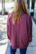 Load image into Gallery viewer, Weekend Ready Burgundy Brushed Mélange Mock Neck Sweater
