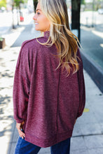 Load image into Gallery viewer, Weekend Ready Burgundy Brushed Mélange Mock Neck Sweater
