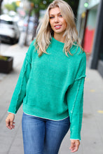 Load image into Gallery viewer, Chic Pursuits Chenille Raw Seam Mock Neck Sweater in Kelly Green
