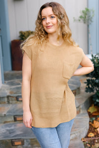 Best In Bold Dolman Ribbed Knit Sweater Top in Taupe