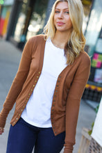 Load image into Gallery viewer, Day On The Town Snap Button Rib Detail Cardigan in Camel
