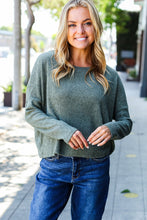 Load image into Gallery viewer, Olive Ribbed Dolman Cropped Sweater
