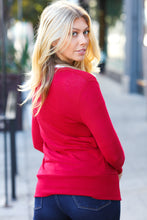 Load image into Gallery viewer, Day On The Town Snap Button Rib Cardigan in Red
