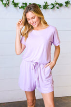 Load image into Gallery viewer, Lavender Brushed Knit Elastic Waist Pocketed Romper
