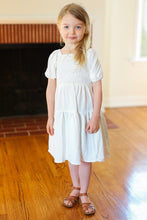 Load image into Gallery viewer, Enchanting Ivory Smocked Bubble Sleeve Tiered Dress
