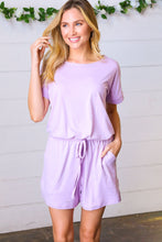 Load image into Gallery viewer, Lavender Brushed Knit Elastic Waist Pocketed Romper
