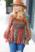 Load image into Gallery viewer, Rock the Smocked Floral Ruffle Hem Top

