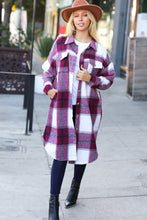 Load image into Gallery viewer, Eyes On You Burgundy Plaid Longline Jacket
