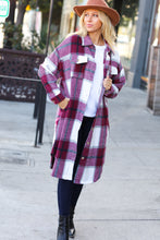 Load image into Gallery viewer, Eyes On You Burgundy Plaid Longline Jacket
