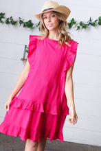 Load image into Gallery viewer, French Rose Tiered Ruffle Crinkle Dress
