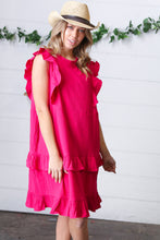 Load image into Gallery viewer, French Rose Tiered Ruffle Crinkle Dress
