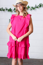 Load image into Gallery viewer, French Rose Tiered Ruffle Crinkle Dress
