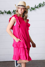 Load image into Gallery viewer, French Rose Tiered Ruffle Crinkle Dress
