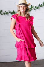 Load image into Gallery viewer, French Rose Tiered Ruffle Crinkle Dress
