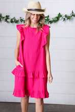 Load image into Gallery viewer, French Rose Tiered Ruffle Crinkle Dress
