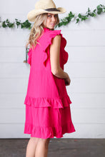 Load image into Gallery viewer, French Rose Tiered Ruffle Crinkle Dress
