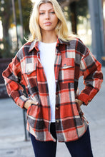 Load image into Gallery viewer, On My Way Up Rust Plaid Flannel Button Down Shacket
