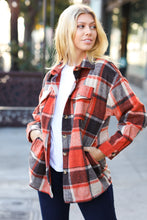 Load image into Gallery viewer, On My Way Up Rust Plaid Flannel Button Down Shacket
