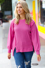 Load image into Gallery viewer, Morning Wonder Mineral Wash Rib Knit Pullover Top in Magenta
