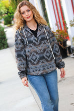 Load image into Gallery viewer, Call For You Grey Aztec Half Zip High Neck Hoodie
