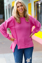Load image into Gallery viewer, Morning Wonder Mineral Wash Rib Knit Pullover Top in Magenta
