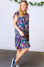 Load image into Gallery viewer, Your Wish is Granted Flutter Sleeve Midi Dress in Navy
