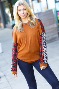 More Than Lovely Colorblock Leopard Knit Top