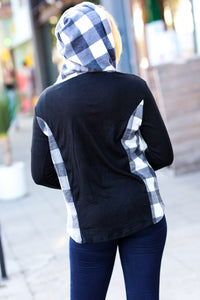 Adorable In Plaid Hacci Knit Hoodie