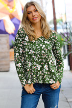 Load image into Gallery viewer, Evergreen Garden Floral Print Babydoll Top
