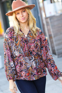 Feeling Elegant Paisley Surplice Peplum Top