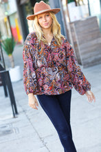 Load image into Gallery viewer, Feeling Elegant Paisley Surplice Peplum Top
