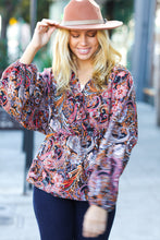 Load image into Gallery viewer, Feeling Elegant Paisley Surplice Peplum Top
