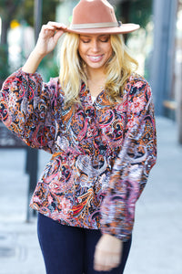 Feeling Elegant Paisley Surplice Peplum Top