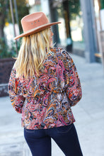 Load image into Gallery viewer, Feeling Elegant Paisley Surplice Peplum Top
