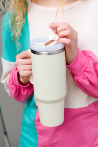 Insulated 38oz. Tumbler with Straw in Cream