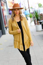 Load image into Gallery viewer, Face the Day Two-Tone Ruffle Cardigan in Mustard
