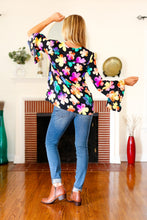 Load image into Gallery viewer, Be Bold Black Floral Hi-Lo Ruffle Sleeve Woven Top
